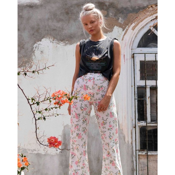 Billabong Pants - NEW Billabong  Cool Wip Floral Crop Back at It Wide-Leg Pants - Various Sizes
